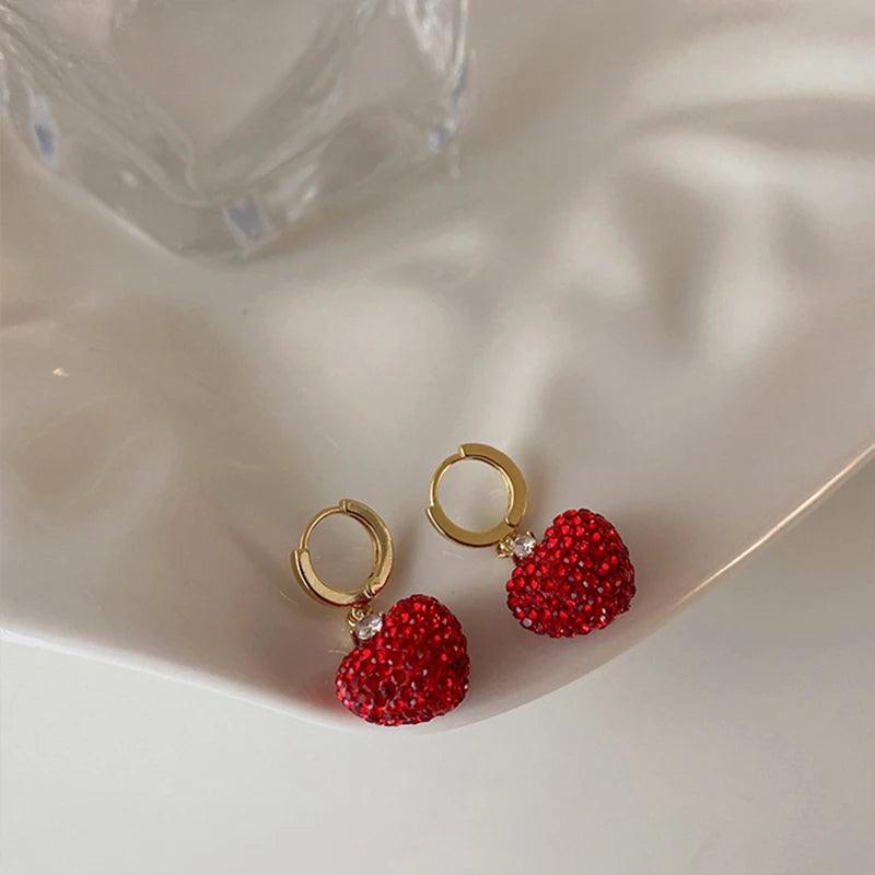 Earrings Charm Jewelry ECJTXY48 Red Heart Pendant Accessories