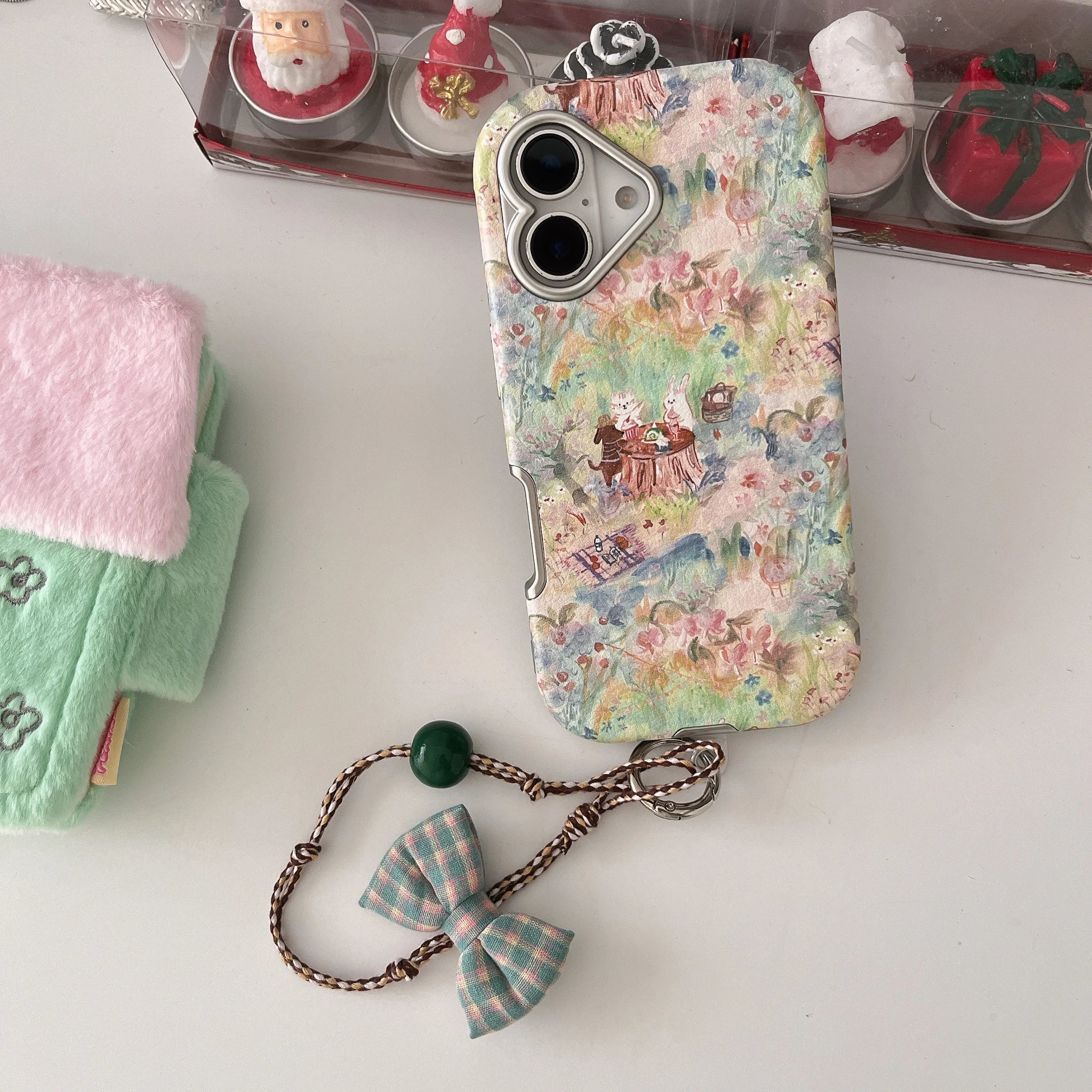 Cute Phone Cases For iPhone 16, 15, 14, 13 Pro Max - Vintage Oil Painting Animal Picnic in Garden - Electroplated Chic Cover - PC5330