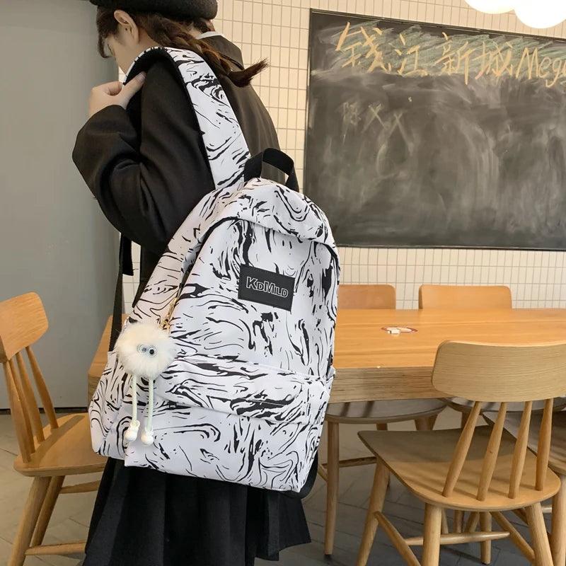 TSB55 Cool Backpacks - Waterproof Nylon Printing Book Bag For Both Women&