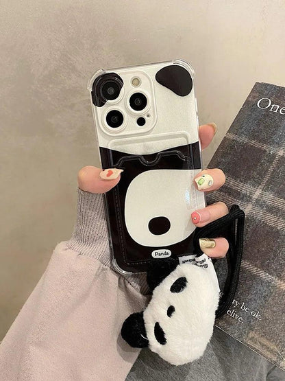 Cute Phone Cases for iPhone 15 Pro Max, 14, 13, 12, and 11 - Lovely Panda - Card Slot - TSP267