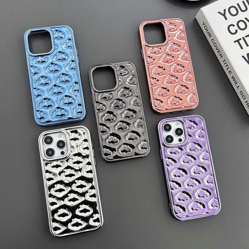 TSP51 Cute Phone Cases For iPhone 15 Pro Max, 14, 13, 11, 12, XR, X, XS Max, 7, 8 Plus, and SE - 3D Clouds Glossy Cover