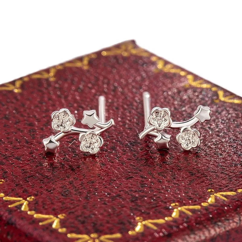 Stud Earrings Charm Jewelry - Classic Flower Branch Star Elegant - TSJ79