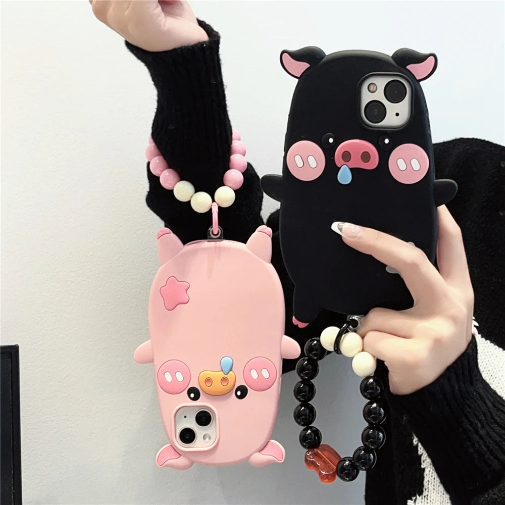 Cute Phone Cases For iPhone 14, 12, 11, 13, 15 Pro Max - Cartoon Funny Snot Pig - Soft Cover - TSP252