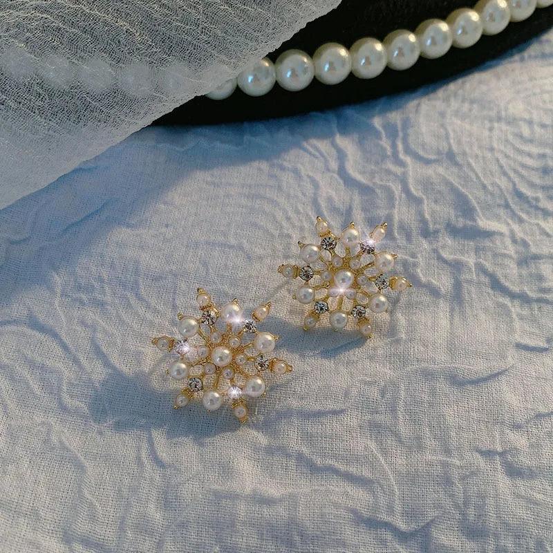 Charming Korean Earrings with White Pearls for Women - Charm Jewelry R1240