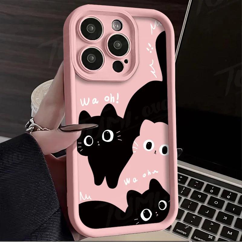 TSP151 Cute Phone Cases For Galaxy S24, S23, S22 Plus, Ultra S21, S20, FE, A10, A11, A03, A04, A30, and A20 - Fat Cat Pattern - Touchy Style