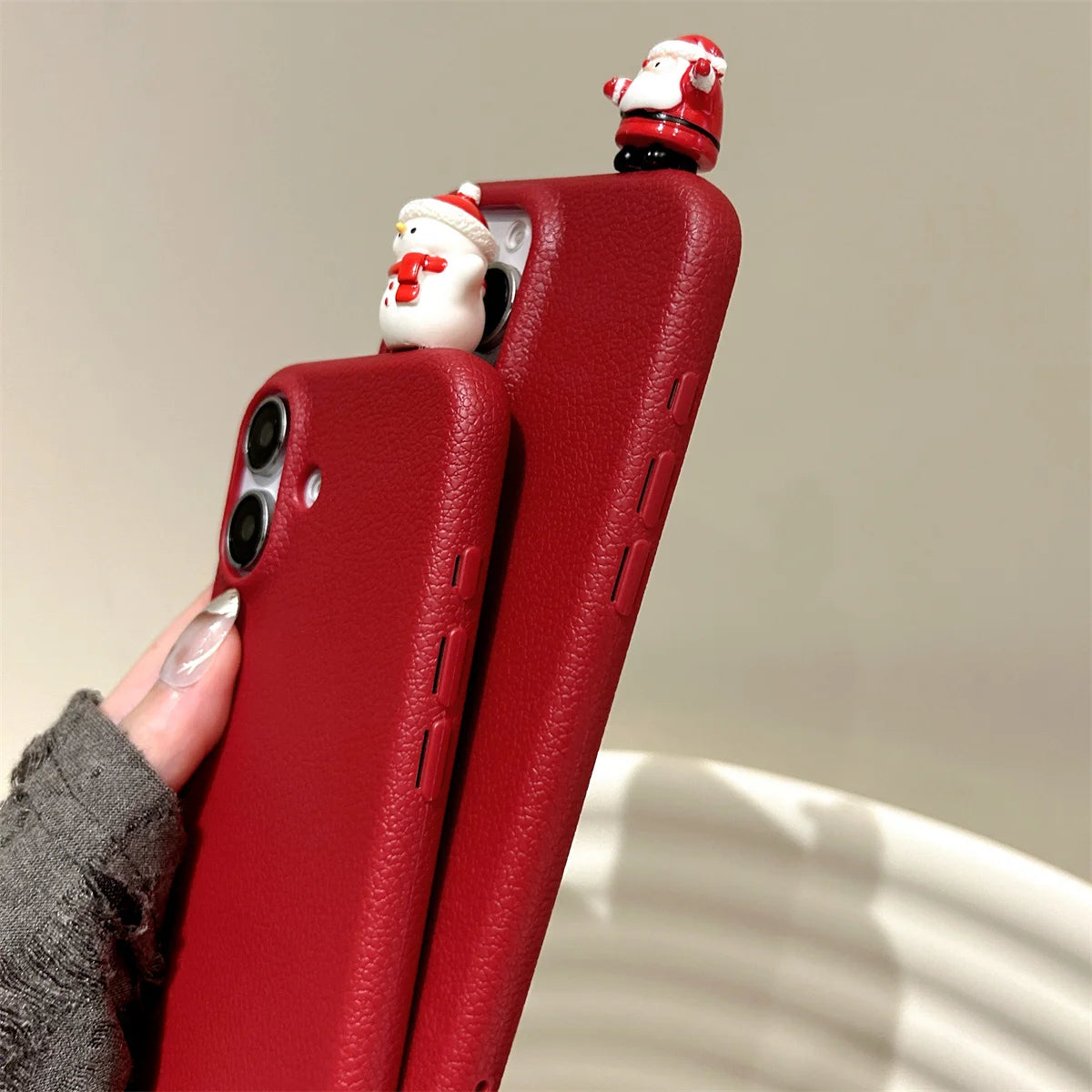 Cute Phone Cases For iPhone 16, 15, 14, 13, 12, 11, Pro, Pro Max, and Plus - 3D Snowman - Soft Cover - TSP440