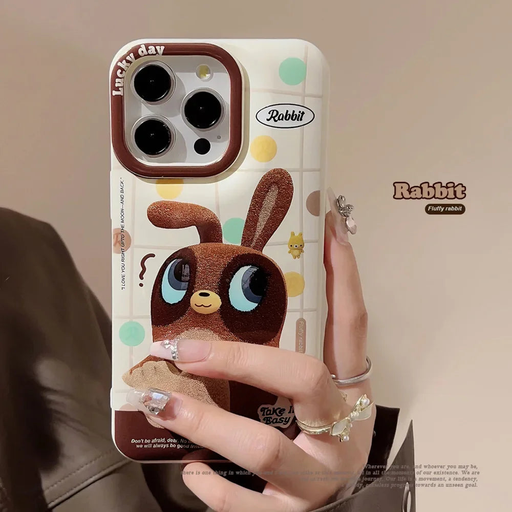 Cute Phone Cases For iPhone 16, 15, 14, 13, 12, 11 Pro Max, Xr, 16 Plus - Funny Bee Bunny Rabbit Cartoon Cover - IC6530