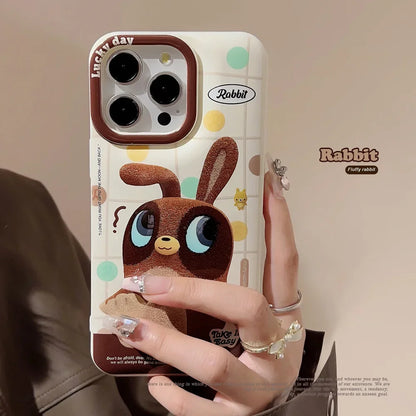 Cute Phone Cases For iPhone 16, 15, 14, 13, 12, 11 Pro Max, Xr, 16 Plus - Funny Bee Bunny Rabbit Cartoon Cover - IC6530