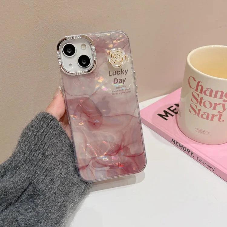 Cute Phone Cases For iPhone 15 Pro Max, 14, 13, 11, or 12 - Glitter Laser, Shiny Floral, Marble Pattern - TSP260