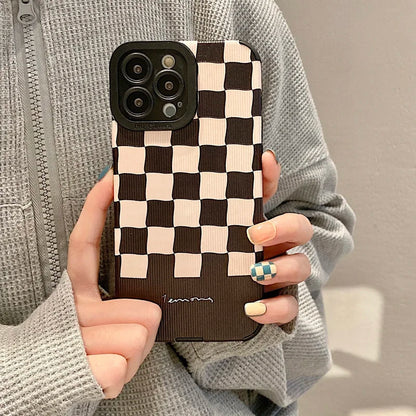 Black White Grid Cute Phone Cases For iPhone 14 11 7 8 Plus X XR XS 11 13 12 Pro Max