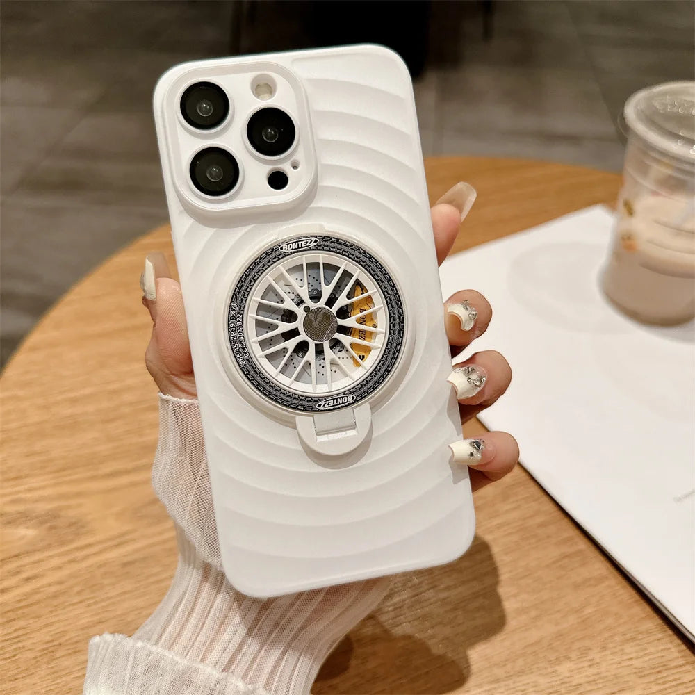 Cute Phone Cases For  iPhone 13, 14, 15, and 15 Pro Max models - Wave Ripple Gyroscopic Bracket Cover - TSP525