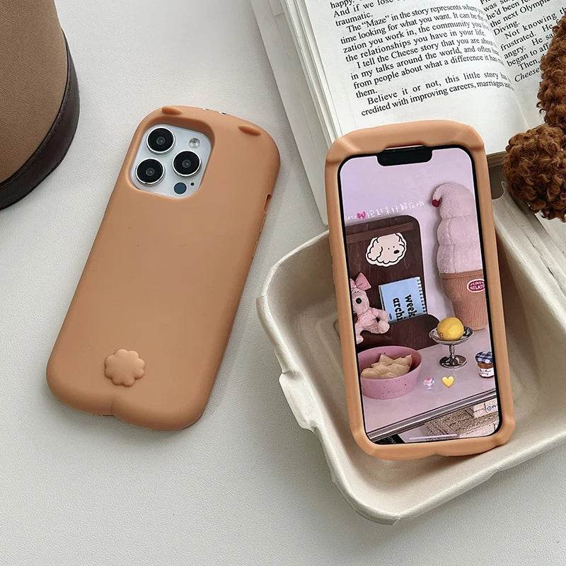 Cute Phone Cases For iPhone 16 Pro Max, 15, 13, 14 - 3D Milk Tea Bear - Soft Silicone Cover Shell - PC1010 - Touchy Style