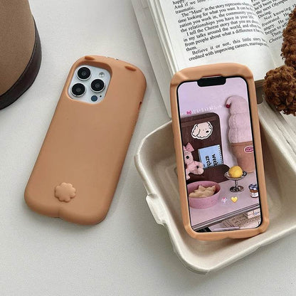 Cute Phone Cases For iPhone 16 Pro Max, 15, 13, 14 - 3D Milk Tea Bear - Soft Silicone Cover Shell - PC1010 - Touchy Style