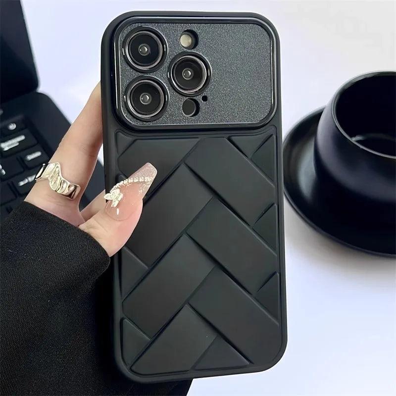 Cute Soft Weave Pattern Phone Case for iPhone 15, 11-14 Pro Max