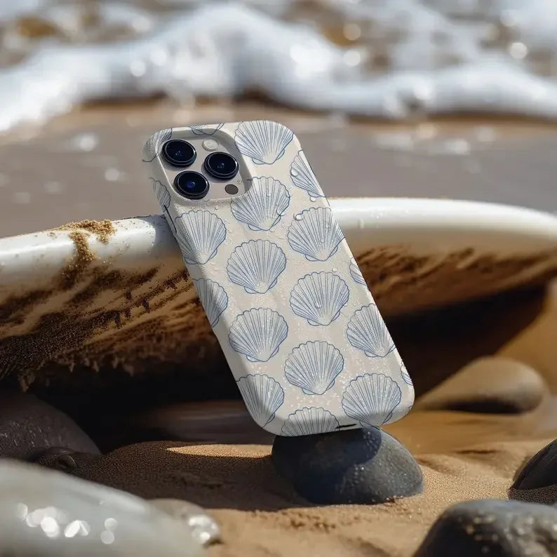 Cute Phone Cases For iPhone 16ProMax, 15, 14, 13, 12, 11 PRO, 11 Plus - Seashell Coastal - Acrylic TPU Cover - IC1480