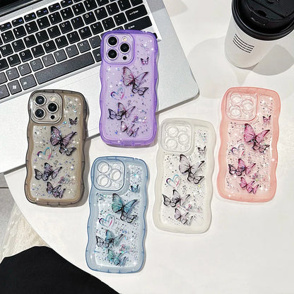 Cute Phone Cases: Bling Glitter Butterfly Bumper for iPhone 7-15 Pro Max - TSP308