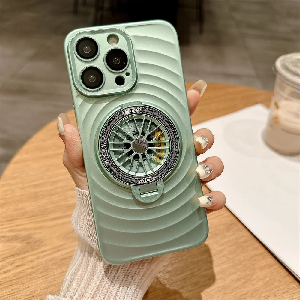 Cute Phone Cases For  iPhone 13, 14, 15, and 15 Pro Max models - Wave Ripple Gyroscopic Bracket Cover - TSP525