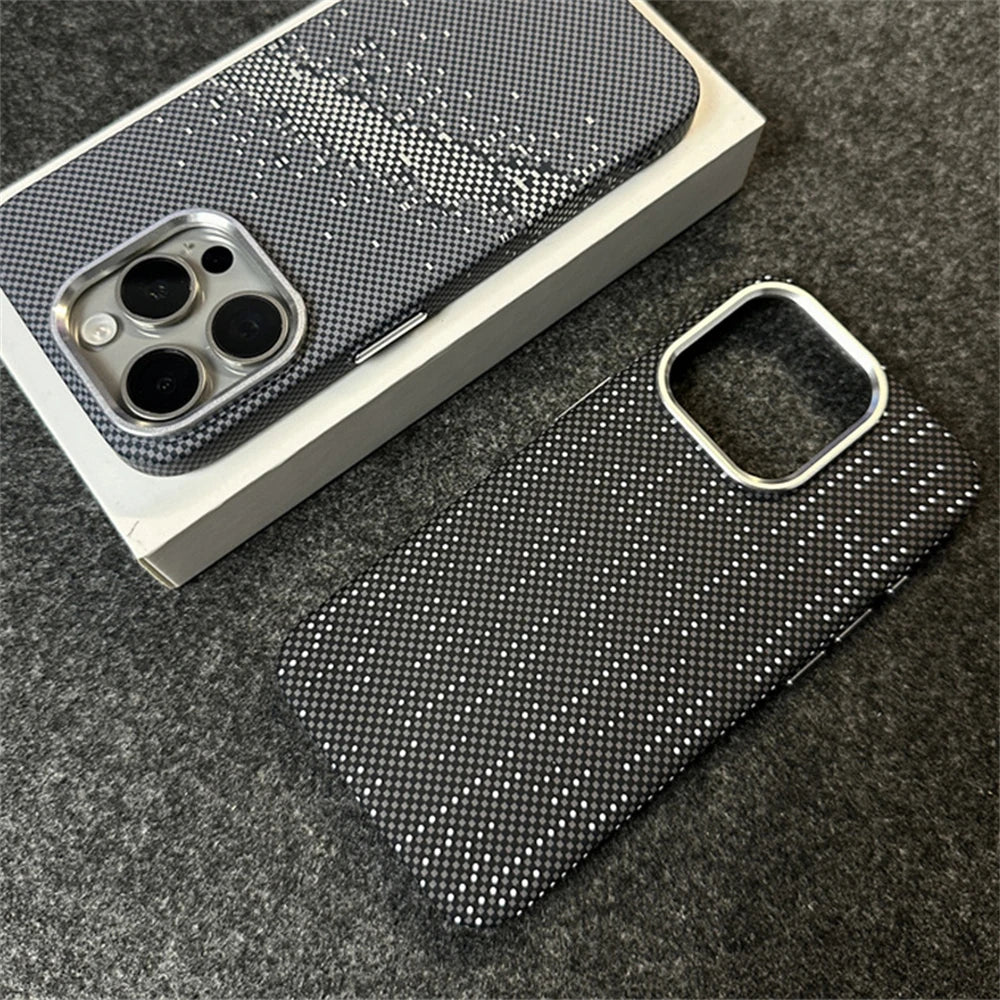 Cute Phone Cases For iPhone 16, 15, 14, 13, and 12 Pro Max models - Hit color Carbon fiber Texture - Hard PC Cover - TSP417