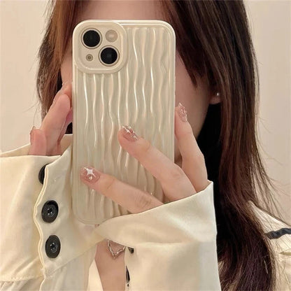 Black Plating Wrinkle Fold Cute Phone Cases For iPhone 14 Pro Max 13 11 12 Mini XS XR X