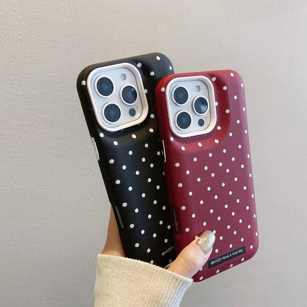 Cute Phone Cases For iPhone 16, 11, 12, 13, 14 Plus, 15 Pro Max - Heavy Armor Polka Dot - Gorgeous Cover - IC4001