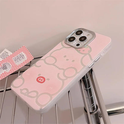 Cute Phone Cases for iPhone 11, 12, 13, 14, and 15 Pro Max - Funny Pig and Dog - Laser Back Cover - TSP268