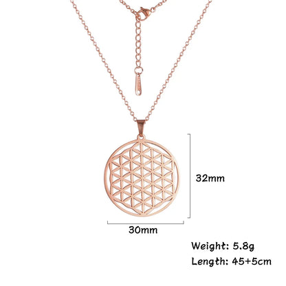 Necklaces Charm Jewelry - Stainless Steel Chain - Flower of Life - CJ0141