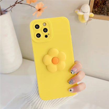 Cute Phone Cases For iPhone 14, 11 Pro Max, 12 Mini, 13, and many more -  3D Cartoon Flower, Soft Cover - TSP429