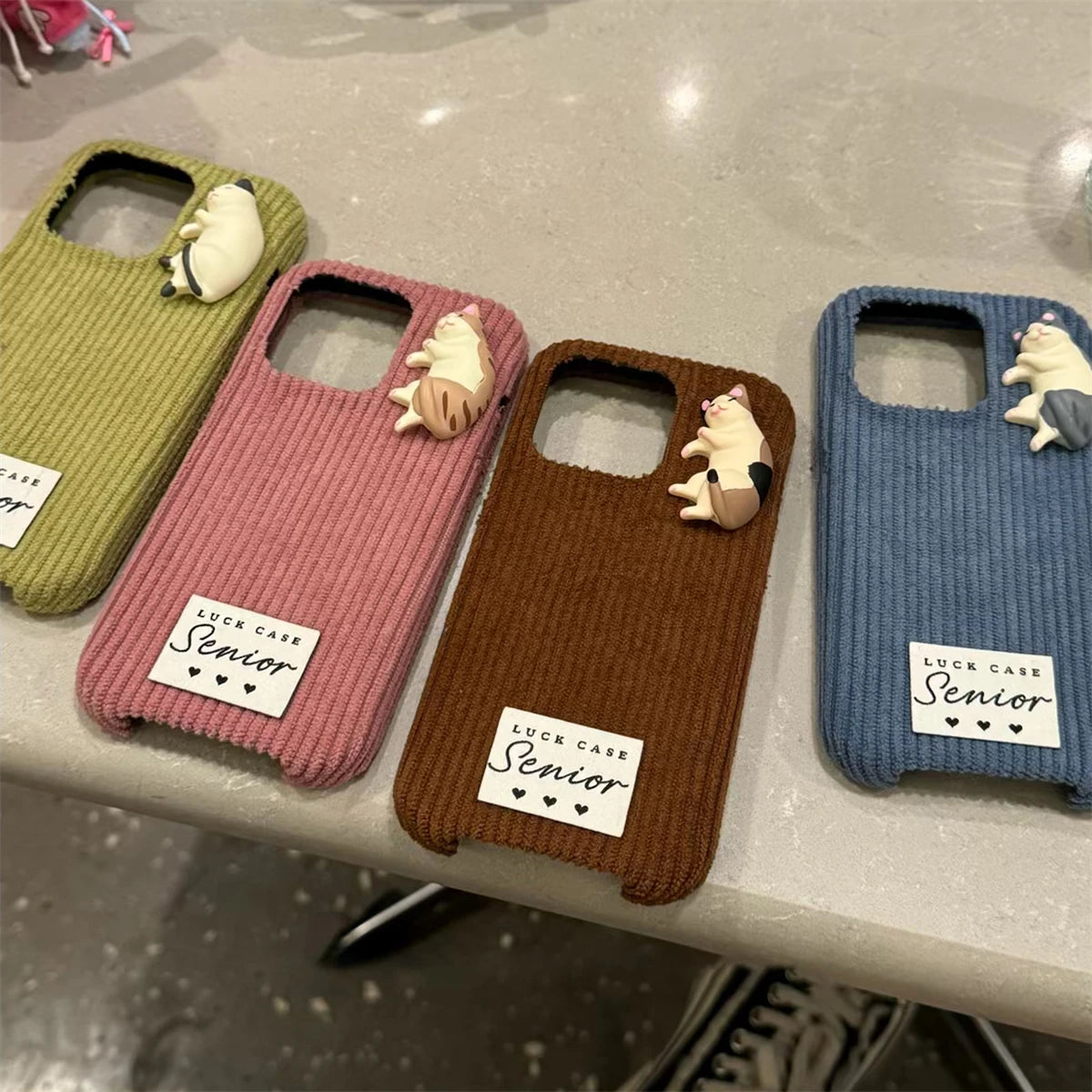 Cute Phone Cases For iPhone 16, 15, 14, 13 Pro Max - 3D Cartoon Cat Plush - TSP325