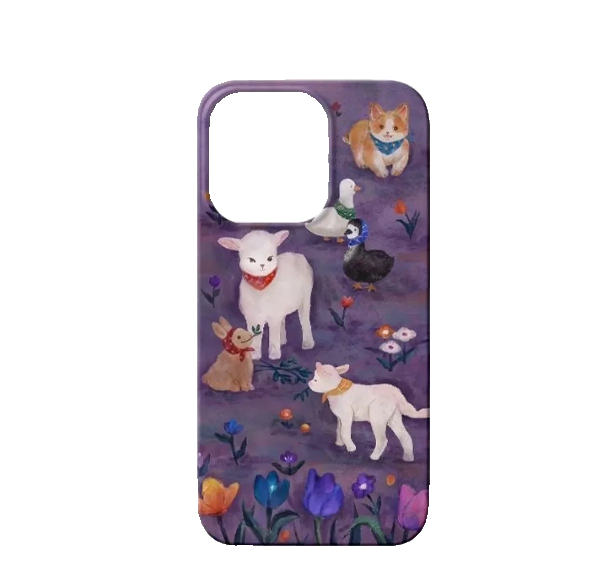 Cute Phone Cases For iPhone 16, 15 PRO MAX, 14 PRO, 13 PRO MAX, 15, 15 PLUS - Cartoon Lamb Pattern - Acrylic Hard Cover - IC2001