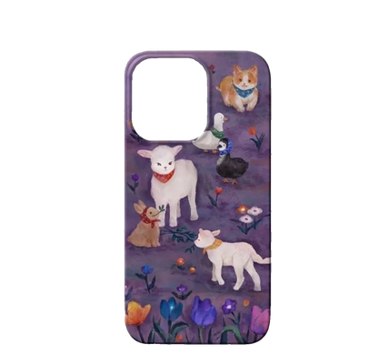 Cute Phone Cases For iPhone 16, 15 PRO MAX, 14 PRO, 13 PRO MAX, 15, 15 PLUS - Cartoon Lamb Pattern - Acrylic Hard Cover - IC2001