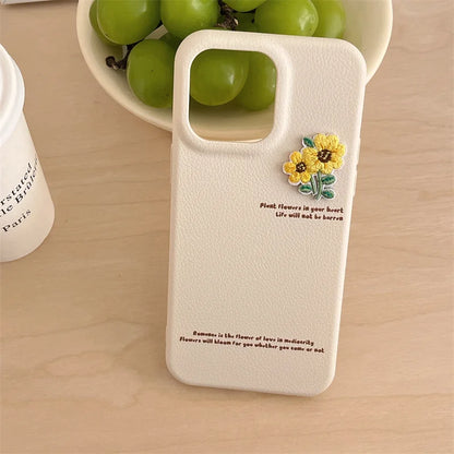 Cute Phone Cases for iPhone 16, 15, 14, 13, and 12 Pro Max - Embroidery Flowers Cover - TSP333