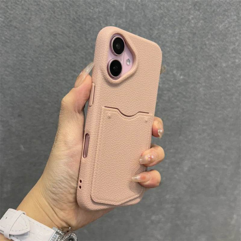 Cute Phone Cases For iPhone 16, 15, 13, 14 Pro Max - Card Slot Wallet - Soft Matte Leather Cover Shell - PC9010 - Touchy Style