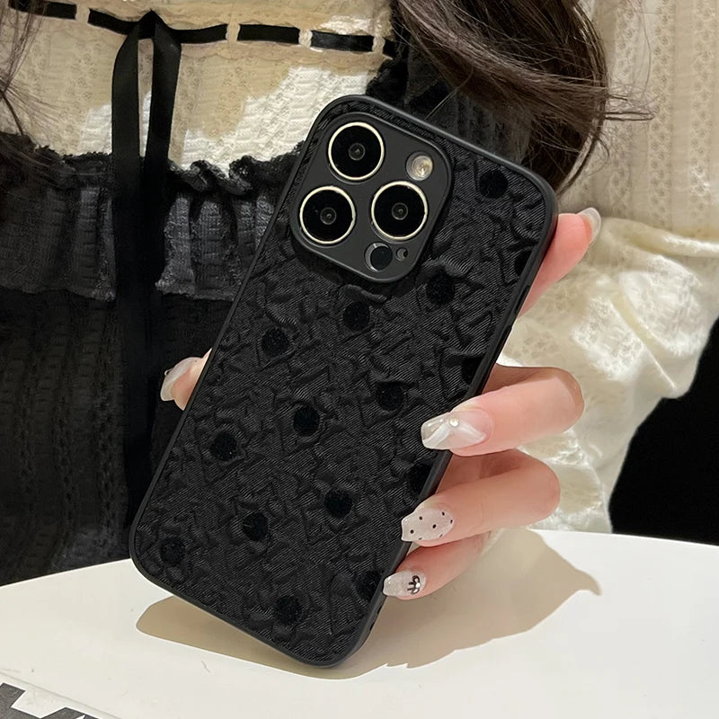 Cute Phone Cases For iPhone 16, 15, 14, 13, 12, or 11 Pro Max - Stylish Black Wavy Points - TSP494