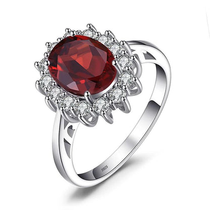 JPBRCJ247 Finger Ring Charm Jewelry - Garnet 925 Sterling Silver