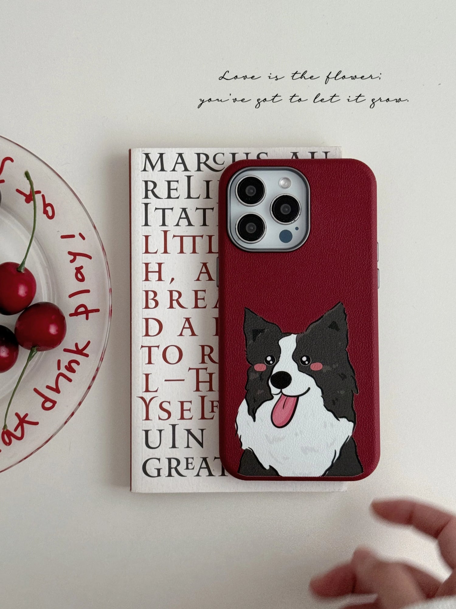 Cute Phone Cases For iPhone 16, 15, 14, 13 Pro Max - Cartoon Cat &amp; Dog Leather Texture Cover - Metal Lens Frame - PC1530