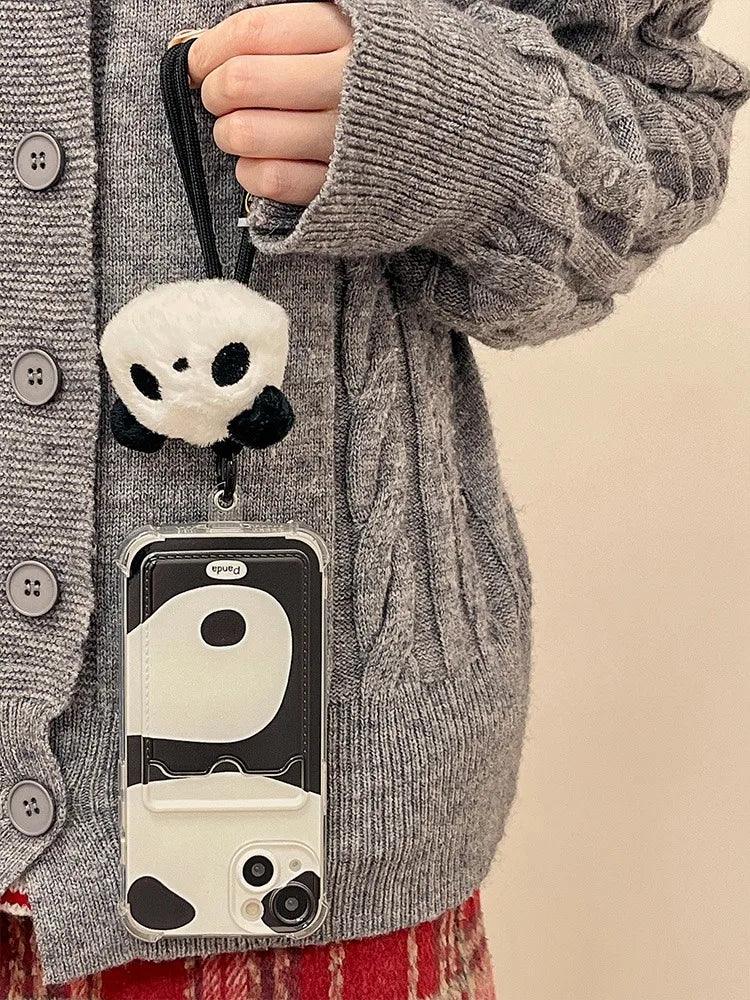 Cute Phone Cases for iPhone 15 Pro Max, 14, 13, 12, and 11 - Lovely Panda - Card Slot - TSP267