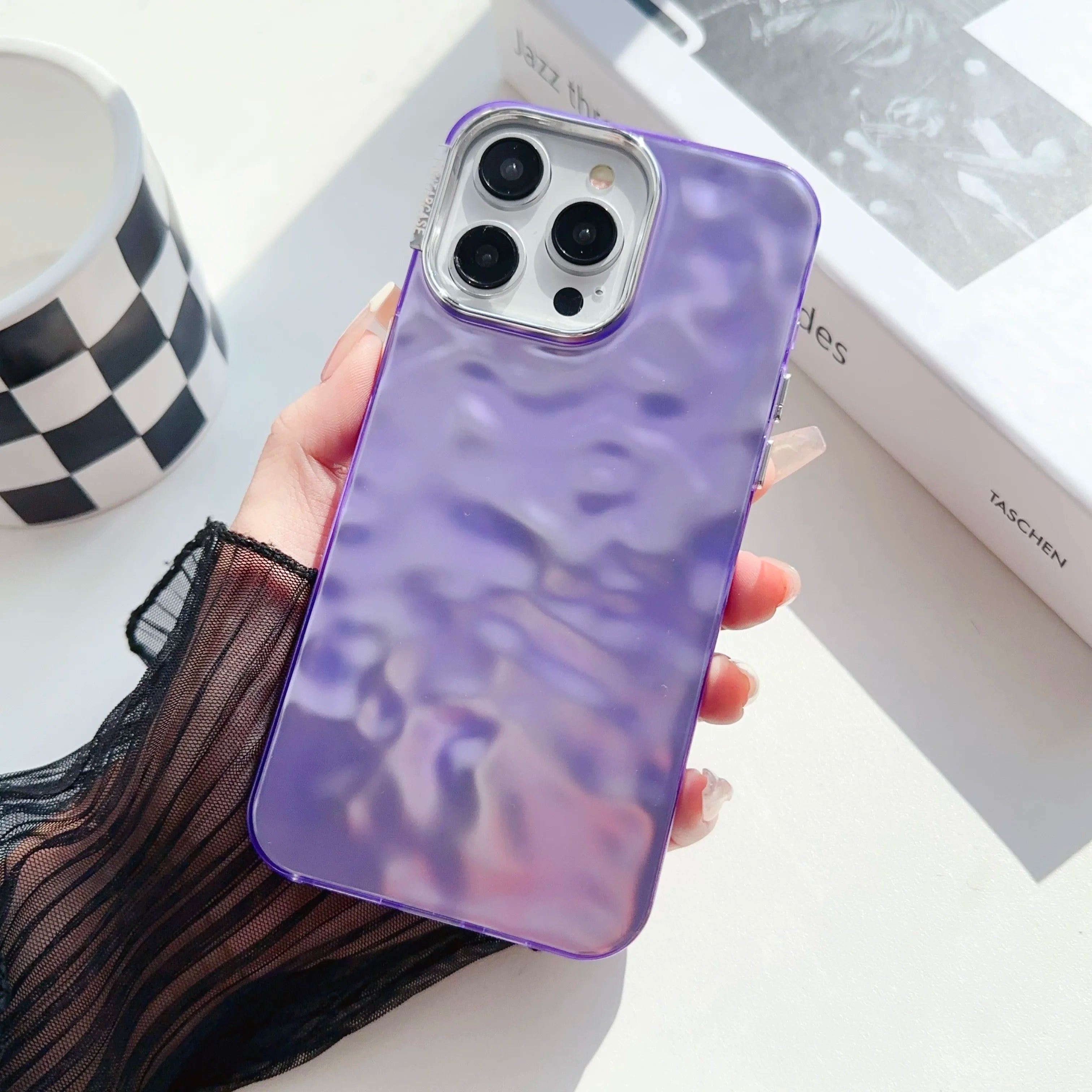 TSP194 Cute Phone Cases for iPhone 15, 14, 13, 11, 12 Pro Max, XS Max, XR, 7, and 8 Plus - 3D Frosted Folds Pattern