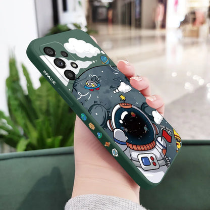 Cartoon Big Astronaut Cute Phone Cases For Galaxy A54, A34, A24, A14, A05, A04, A73, A53, A33, A23, A13, A03, A72, A52, A52S, A32, A22, A12, A71, A51, 4G 5G