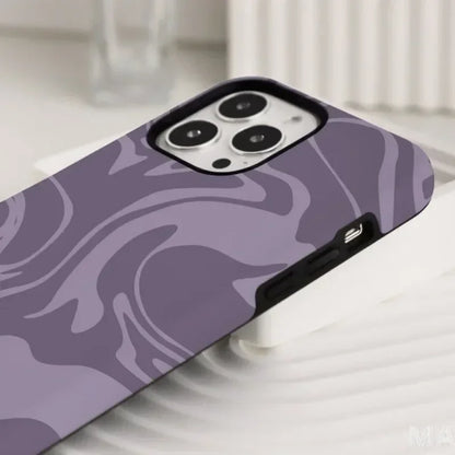 Cute Phone Cases For iPhone 16ProMax 15 14 13 12 11 PRO Plus - Purple Line Art - Acrylic TPU Cover