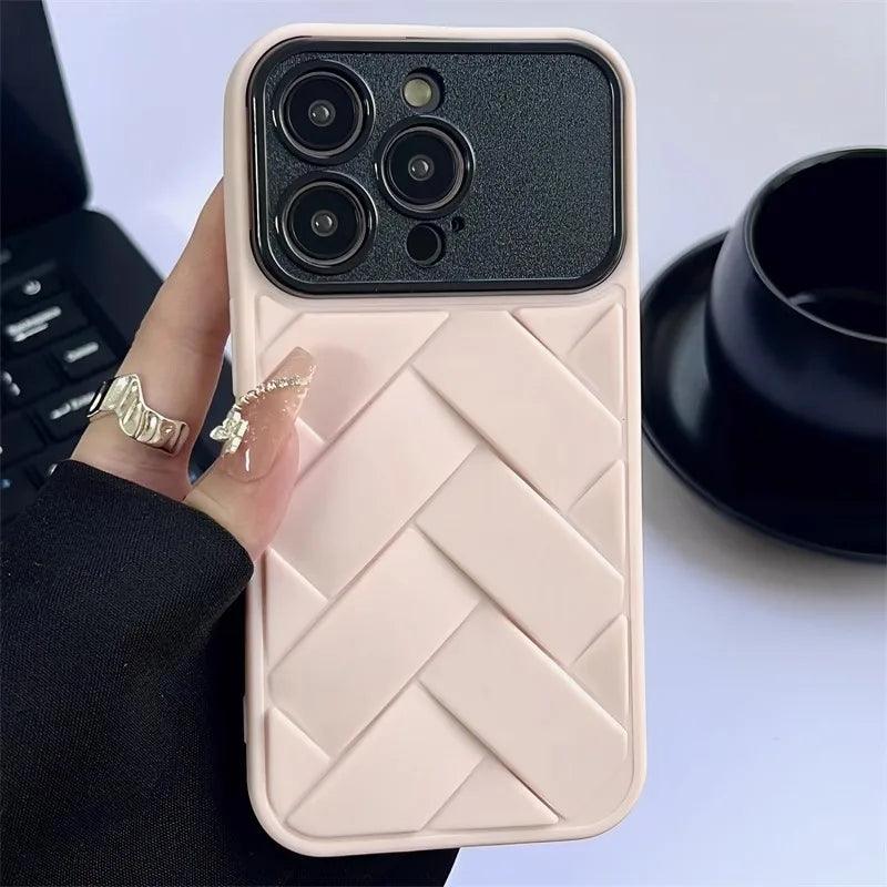 Cute Soft Weave Pattern Phone Case for iPhone 15, 11-14 Pro Max