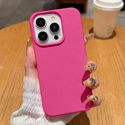 Cute Phone Cases For iPhone 16, 15, 14 Pro Max, 13, 12 Pro Max, 11 - Solid Matte Leather Soft Back Cover - PC9120 - Touchy Style