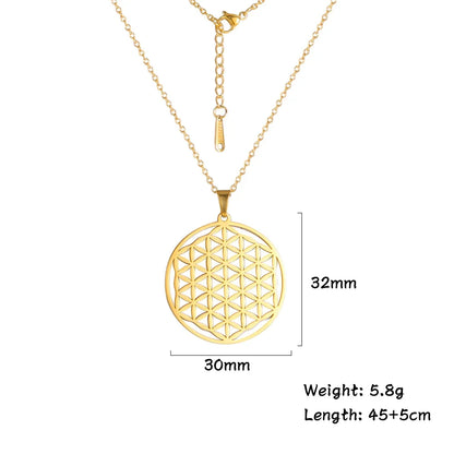 Necklaces Charm Jewelry - Stainless Steel Chain - Flower of Life - CJ0141