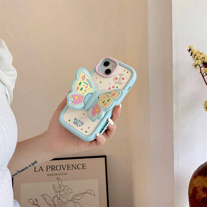 Cute Phone Cases For iPhone 15, 14, 13, 12, and 11 Pro Max - Big Butterfly Holder - Soft Cover - TSP258