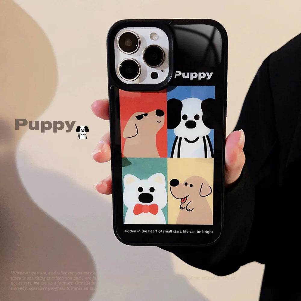 Cute Phone Cases For iPhone 16, 15, 14, 13, 12 Pro Max - Cartoon Puppy Illustration Art - Bracelet Pendant - Glass Shell Cover - CC5240 - Touchy Style