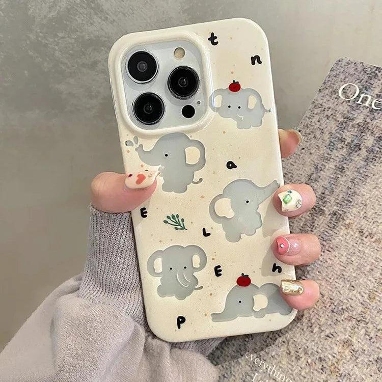 Cute Phone Cases For iPhone 15 Pro Max, 14, 13, 12, and 11 - Cartoon Hollow Out Elephant - TSP265