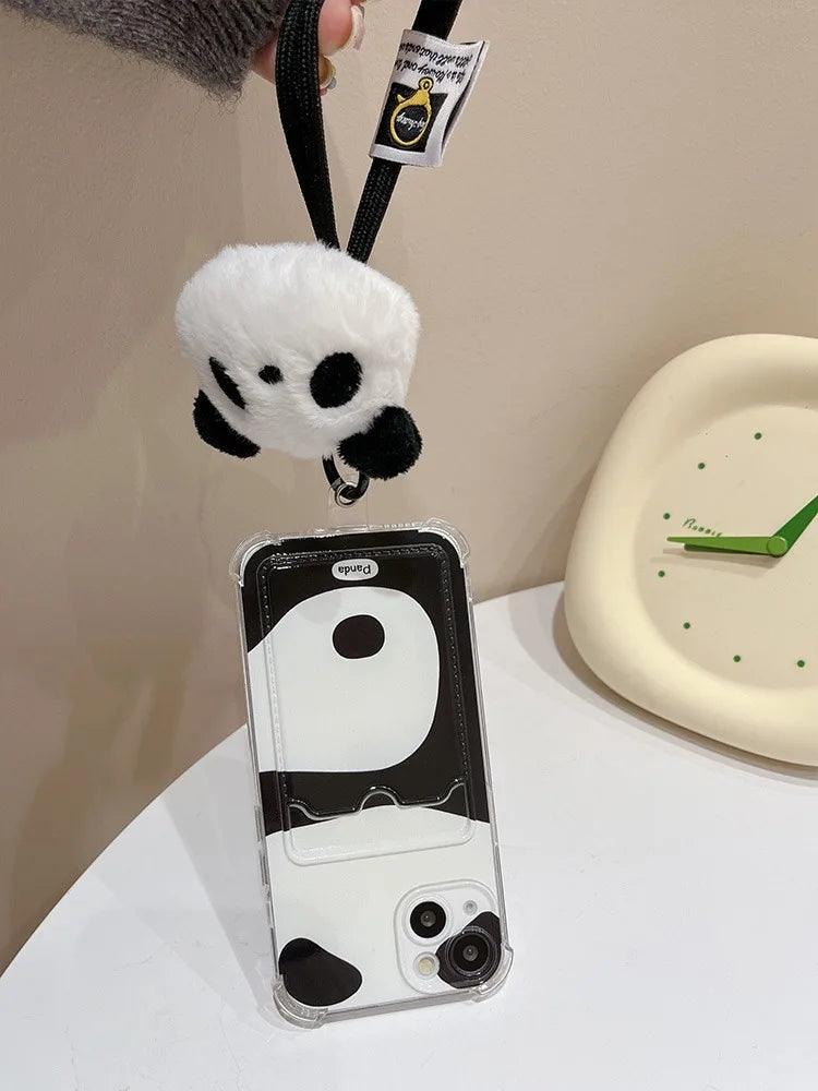 Cute Phone Cases for iPhone 15 Pro Max, 14, 13, 12, and 11 - Lovely Panda - Card Slot - TSP267