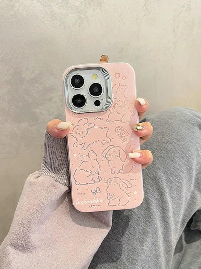 Cute Phone Cases For iPhone 15 Pro Max, 14, 13, 12, and 11 - Lucky Rabbit - Plating Silver Cover - TSP263