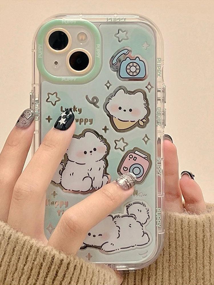 Cute Phone Cases for iPhone 11, 12, 13, 14, and 15 Pro Max - Cartoon Cat Mirror - Bumper Cover - TSP271