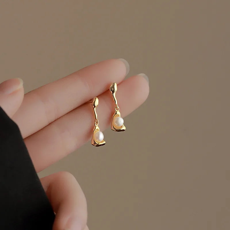 Drop Earrings Charm Jewelry - Irregular Droplet Pearl - TSJ118