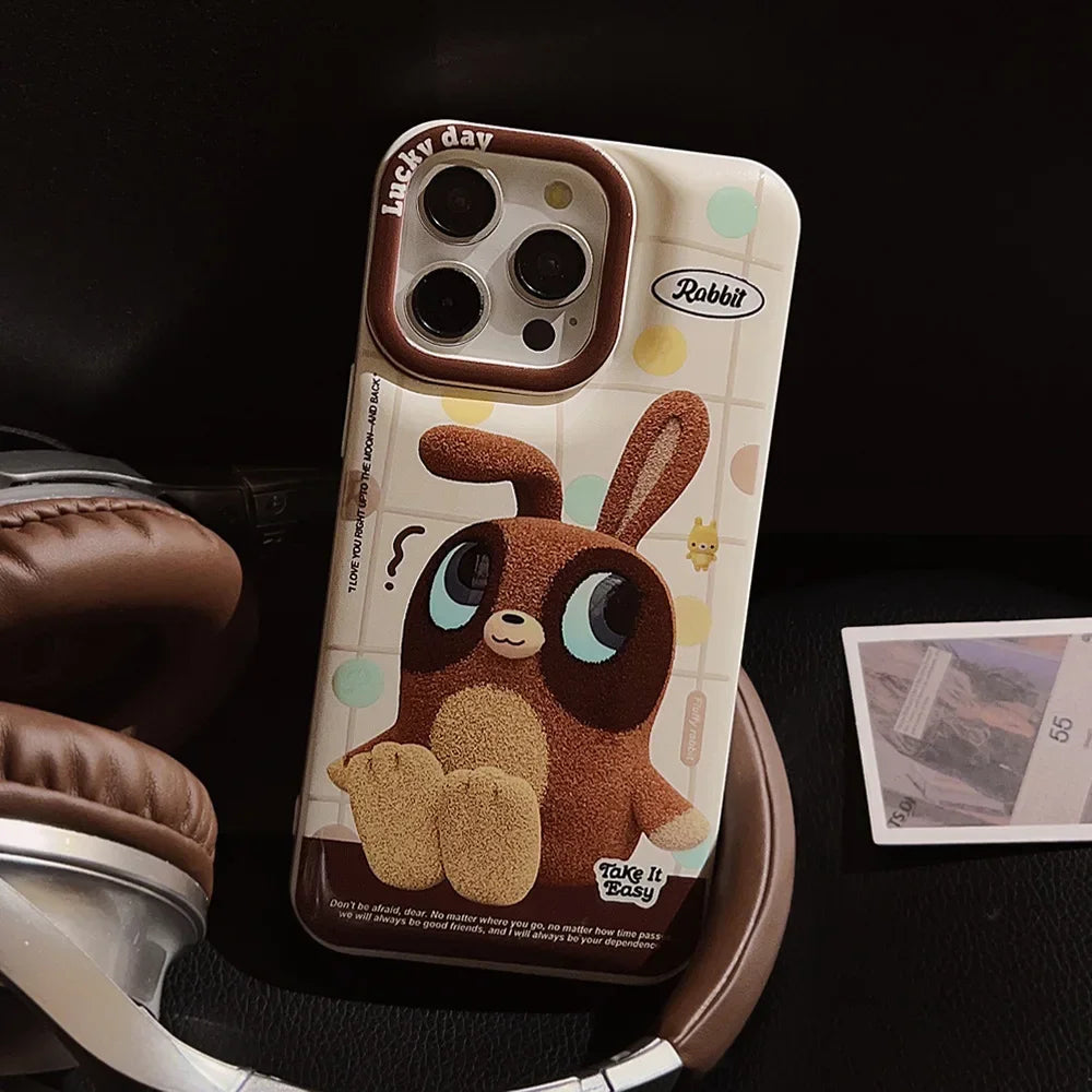 Cute Phone Cases For iPhone 16, 15, 14, 13, 12, 11 Pro Max, Xr, 16 Plus - Funny Bee Bunny Rabbit Cartoon Cover - IC6530